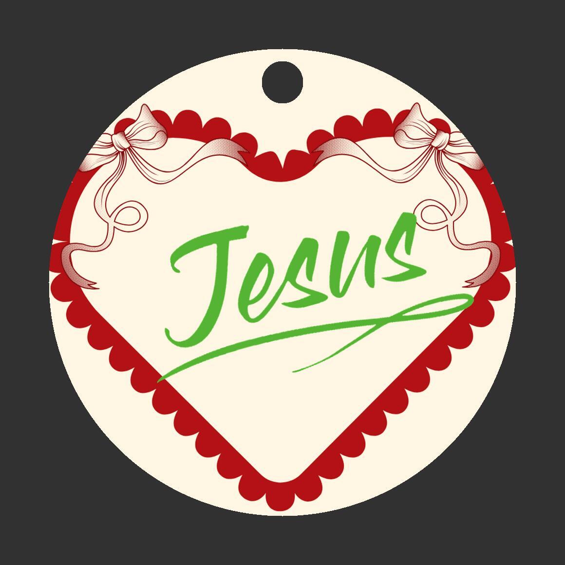 Christmas Heart Ornament Green - Jesus