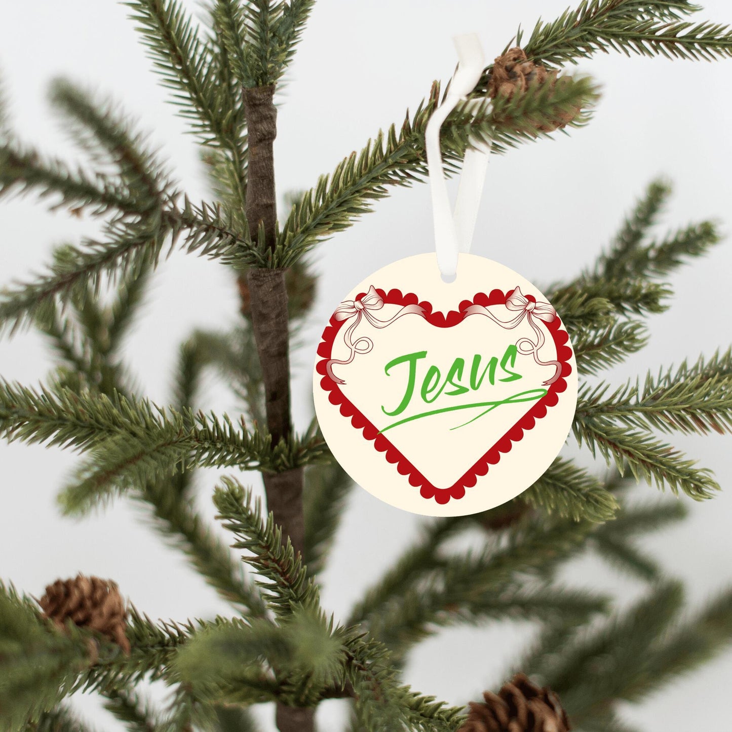 Christmas Heart Ornament Green - Jesus
