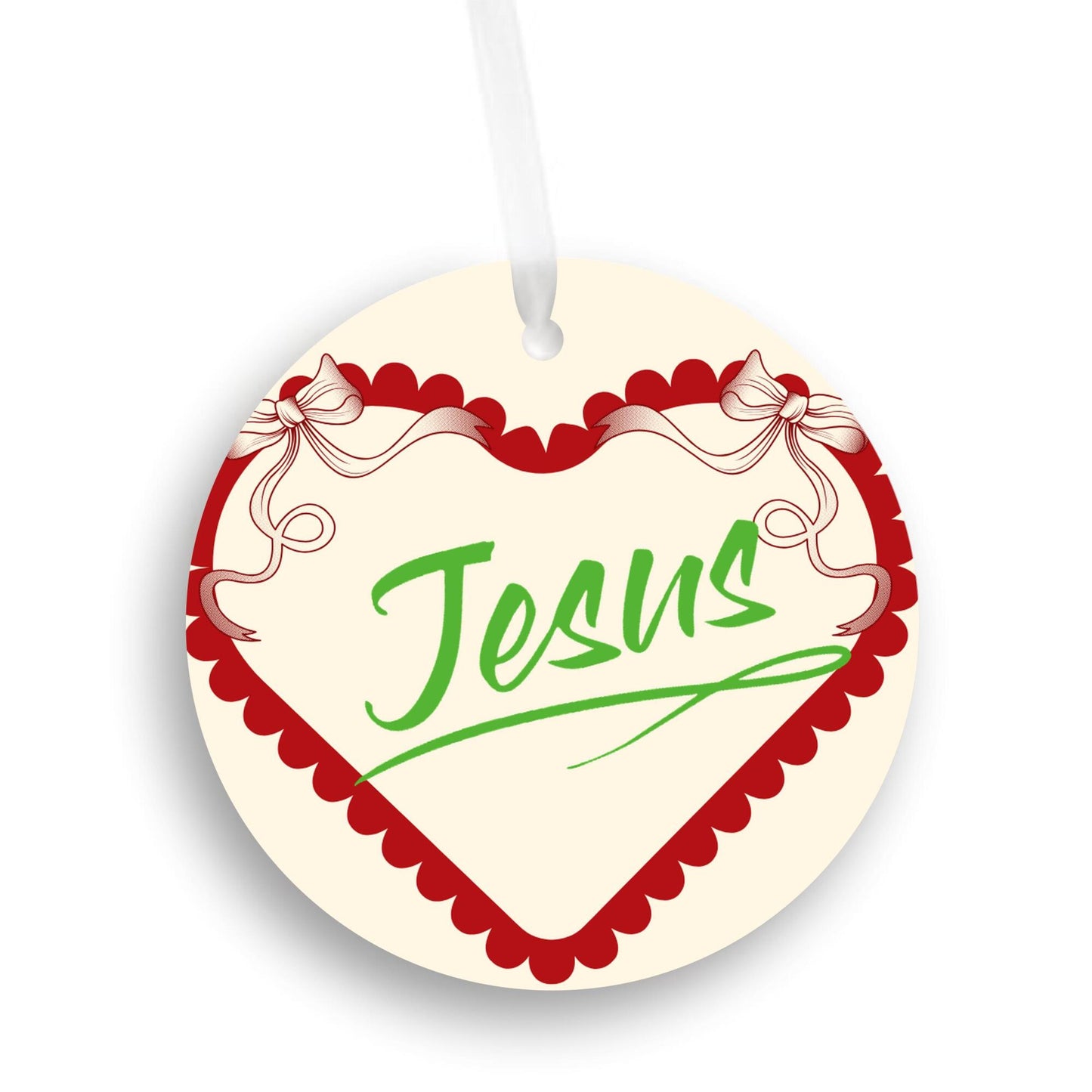 Christmas Heart Ornament Green - Jesus