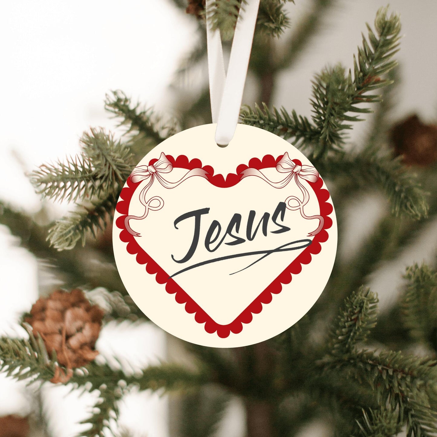 Christmas Heart Ornament Black - Jesus