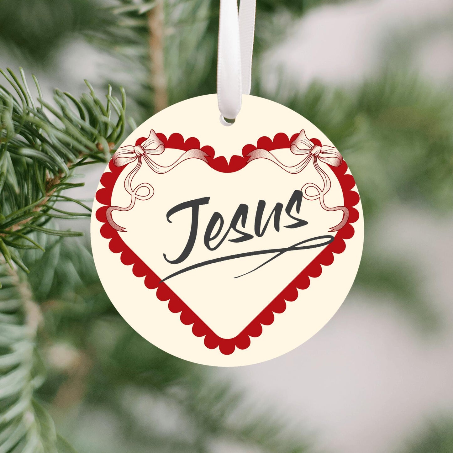 Christmas Heart Ornament Black - Jesus