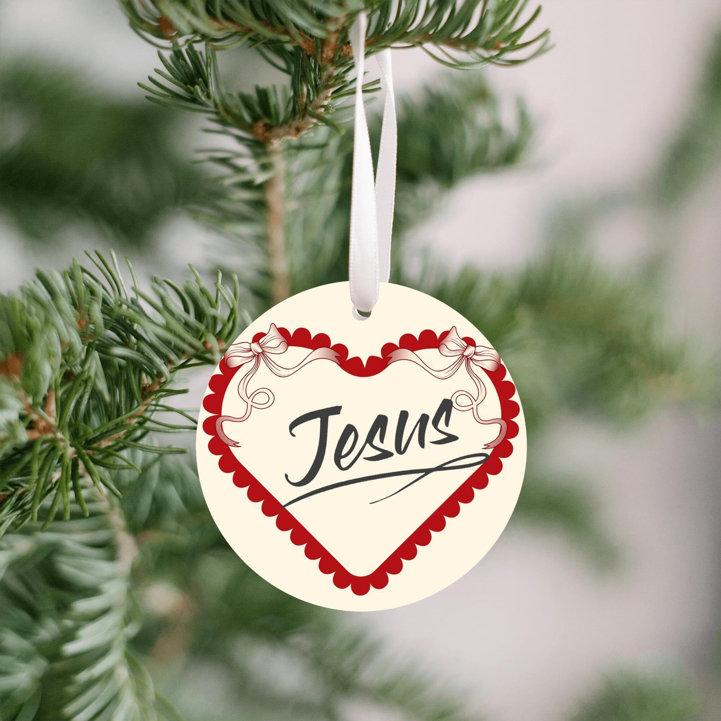 Christmas Heart Ornament Black - Jesus
