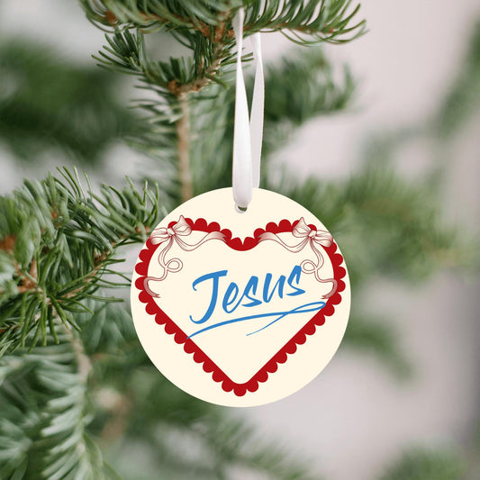 Christmas Heart Ornament Blue - Jesus
