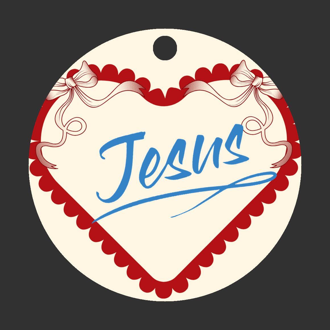 Christmas Heart Ornament Blue - Jesus