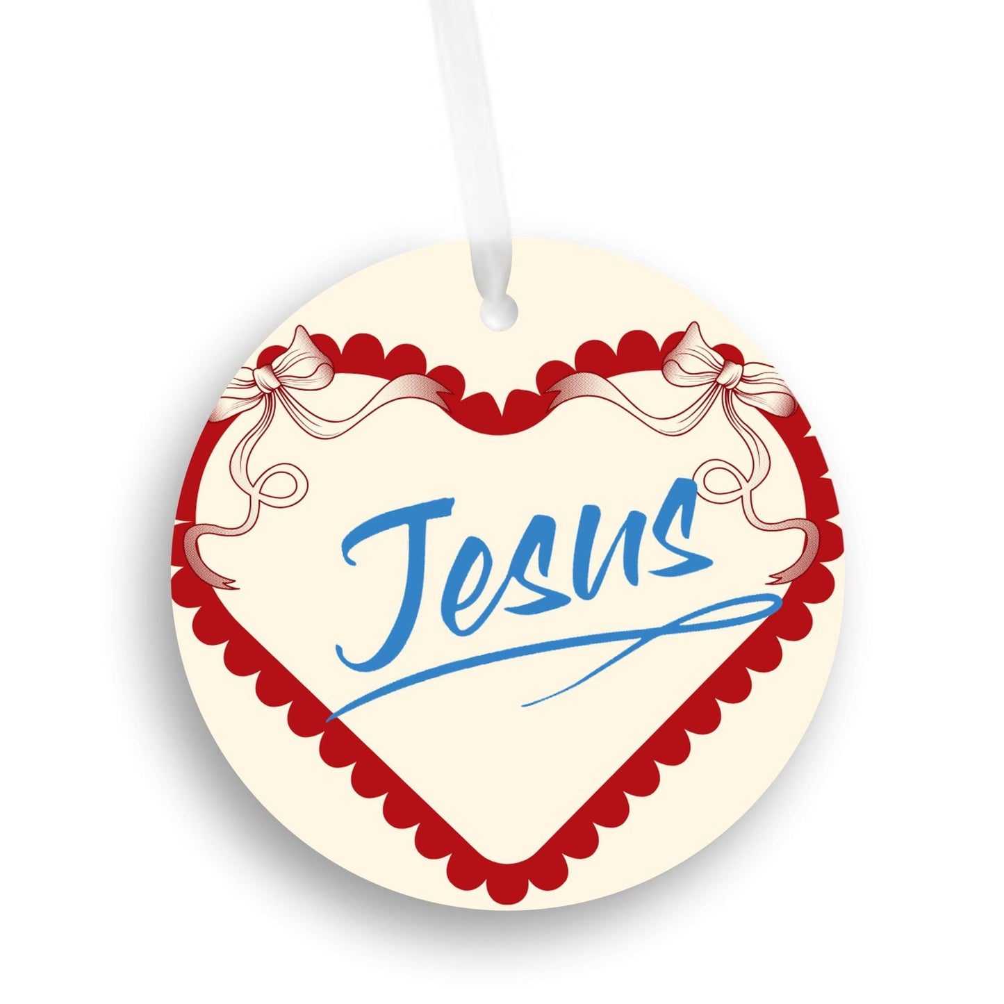 Christmas Heart Ornament Blue - Jesus