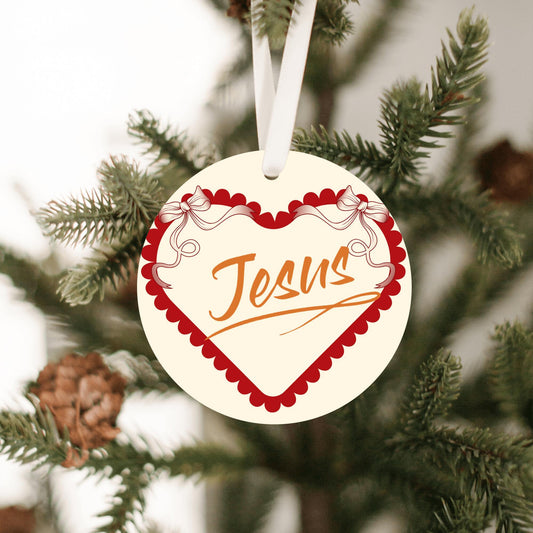 Christmas Heart Ornament Orange - Jesus