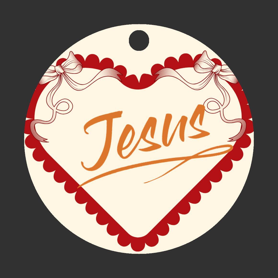 Christmas Heart Ornament Orange - Jesus