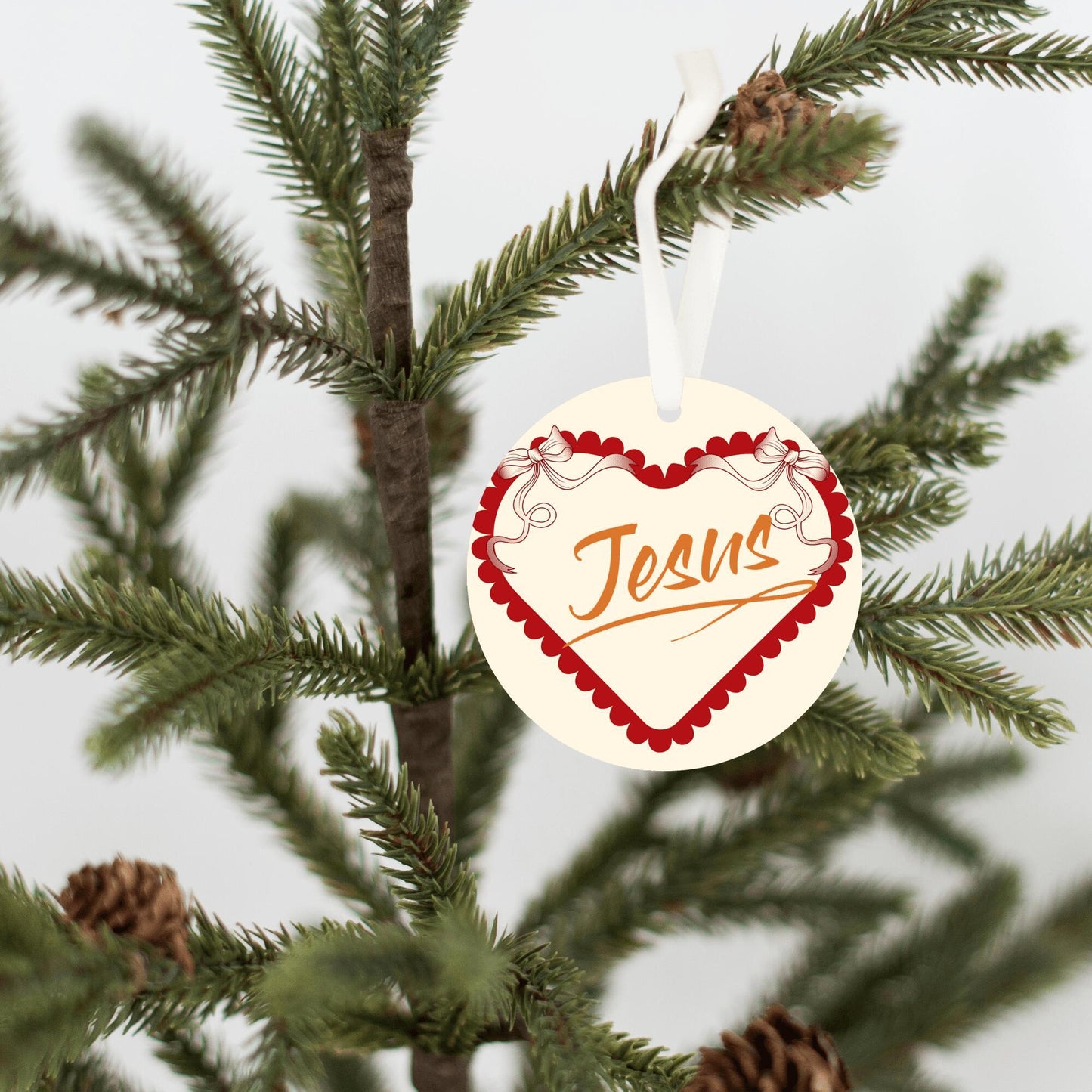 Christmas Heart Ornament Orange - Jesus