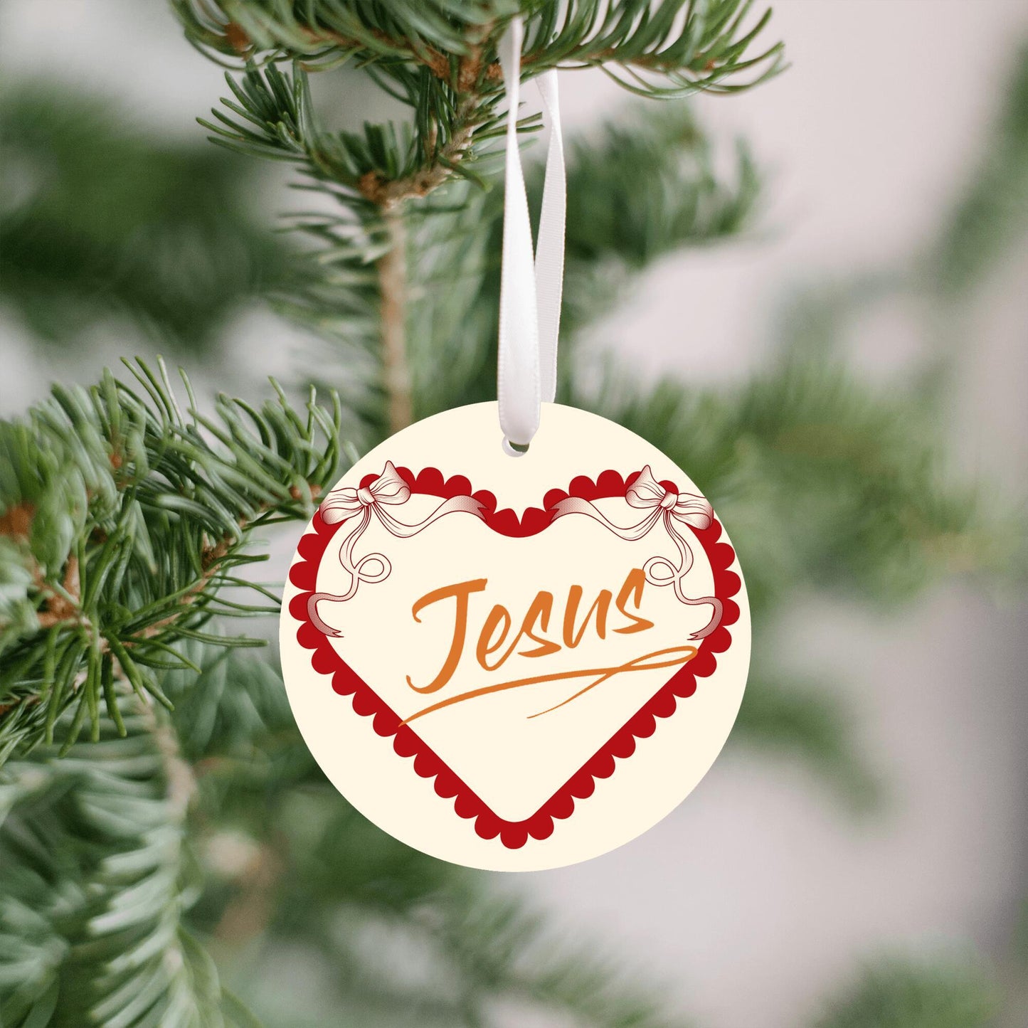 Christmas Heart Ornament Orange - Jesus