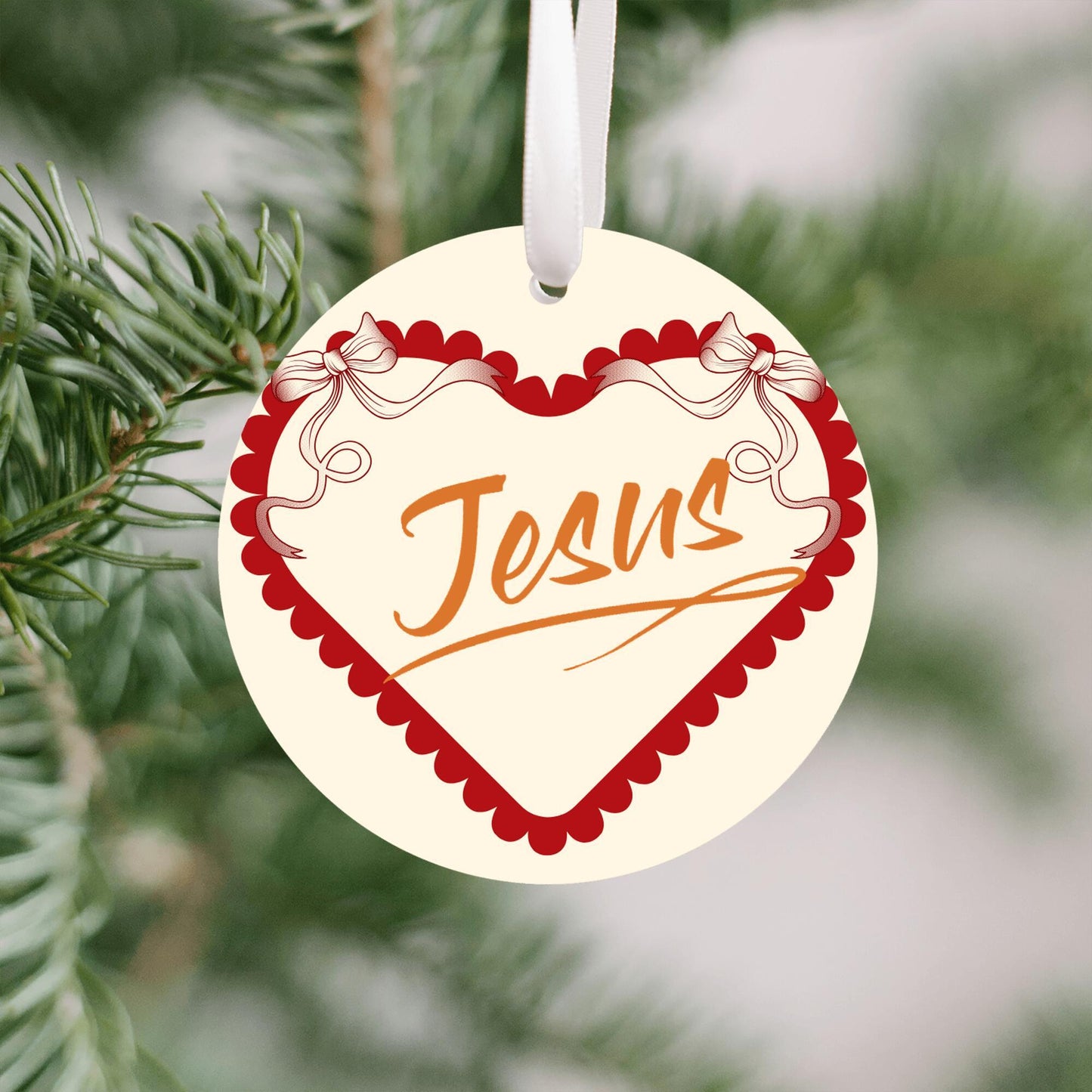 Christmas Heart Ornament Orange - Jesus