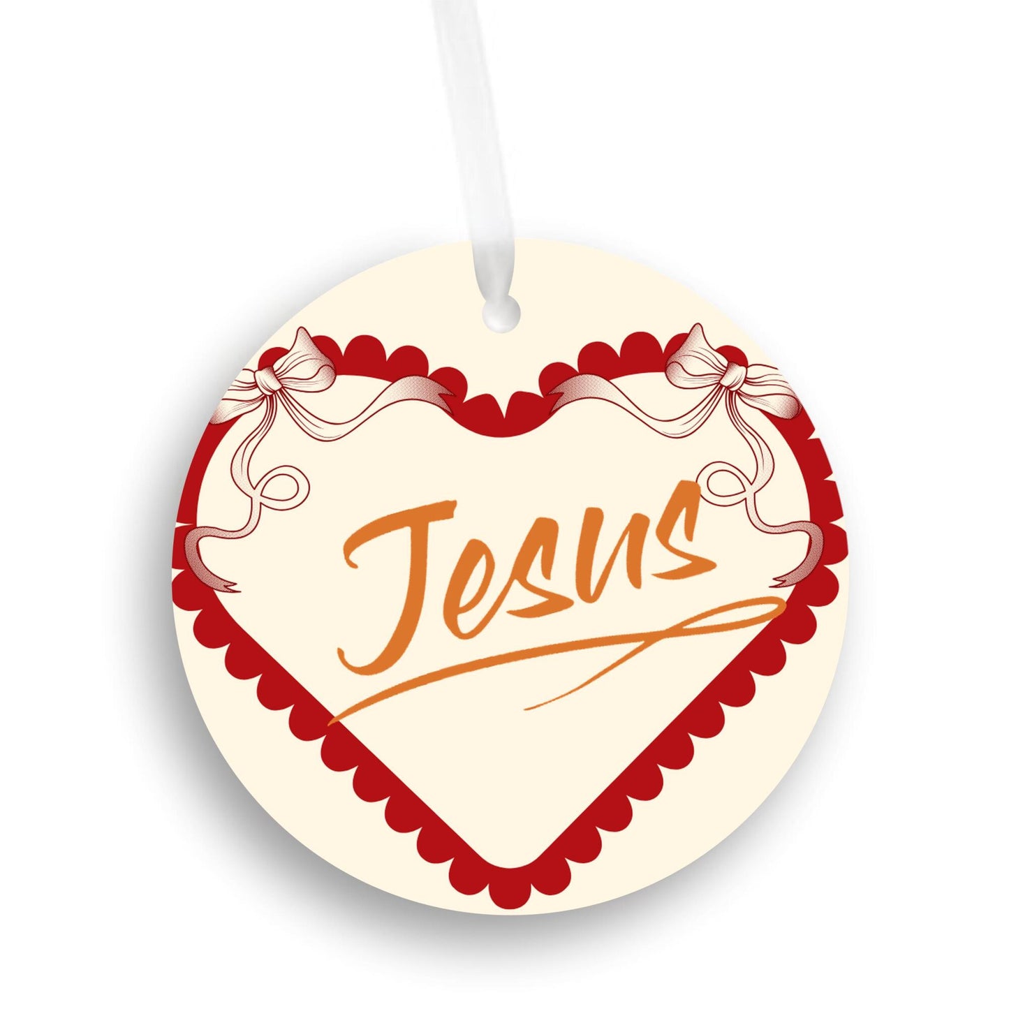 Christmas Heart Ornament Orange - Jesus