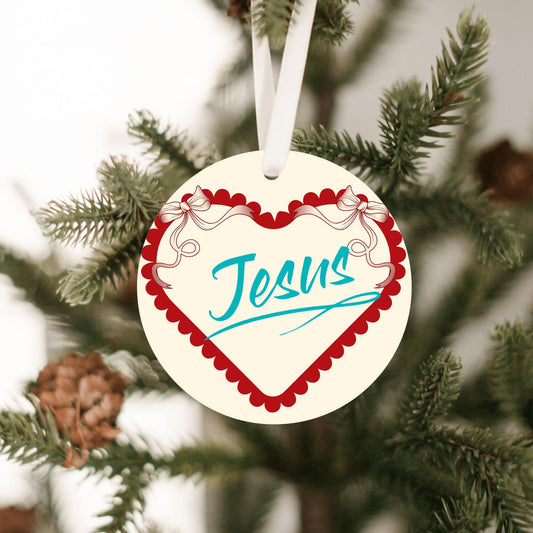 Christmas Heart Ornament Sky Blue - Jesus