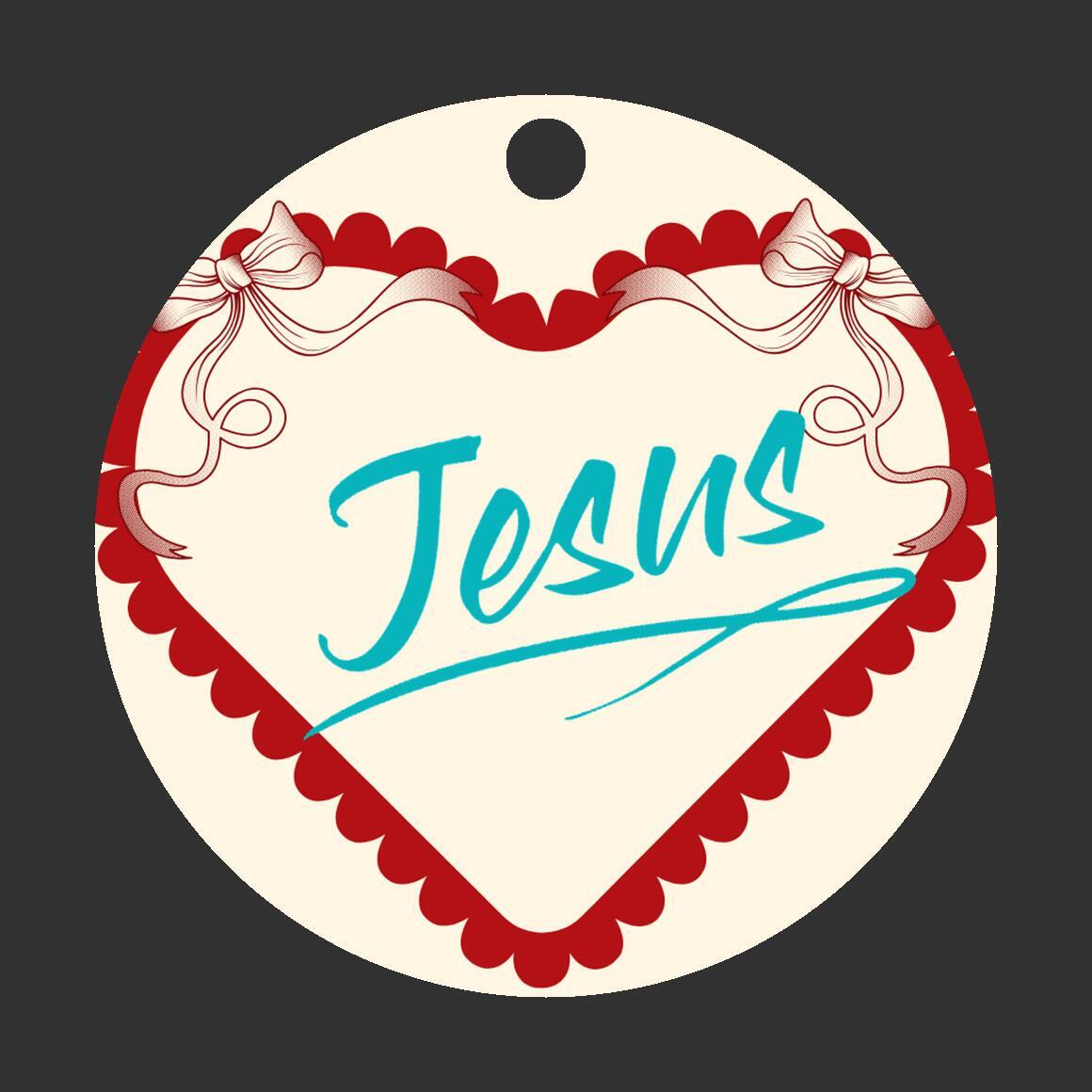 Christmas Heart Ornament Sky Blue - Jesus