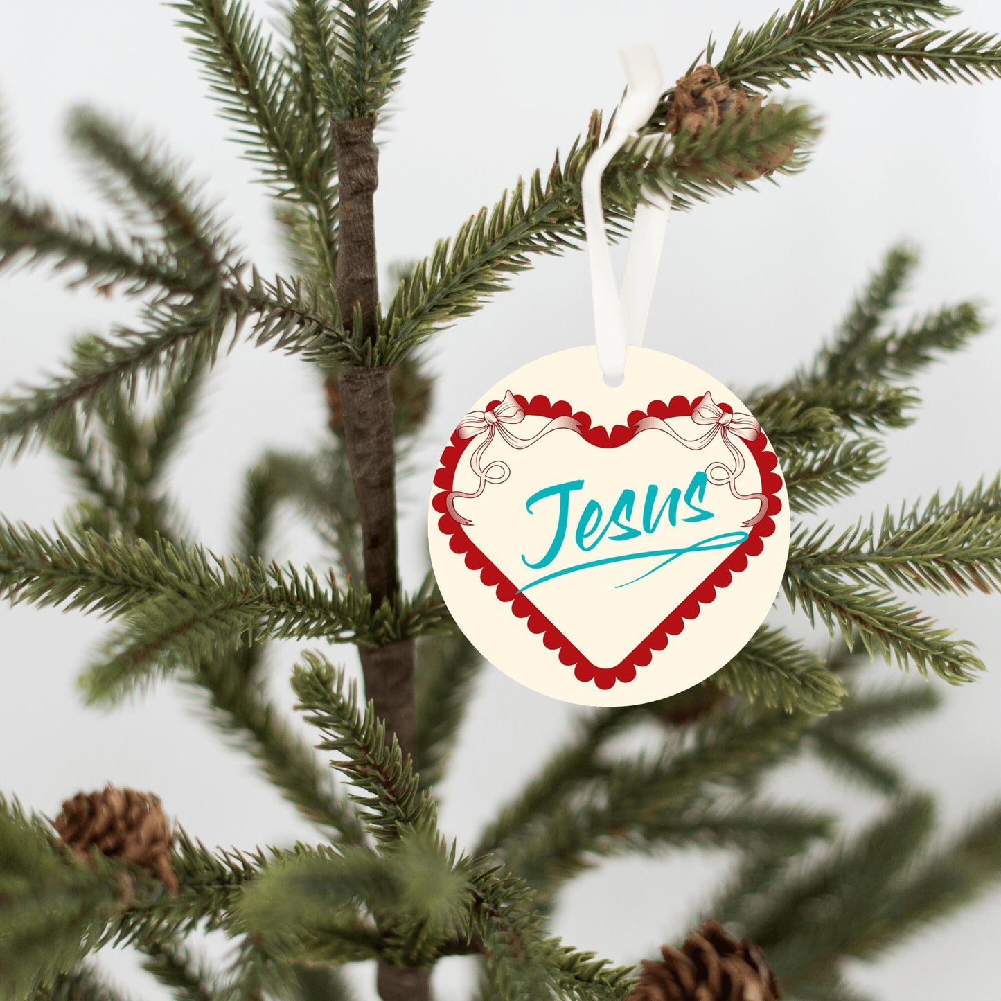 Christmas Heart Ornament Sky Blue - Jesus