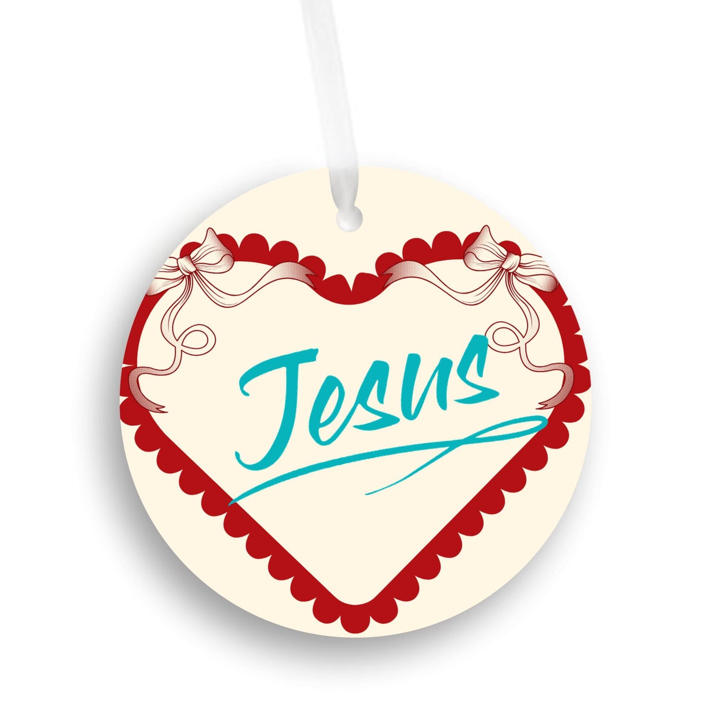 Christmas Heart Ornament Sky Blue - Jesus