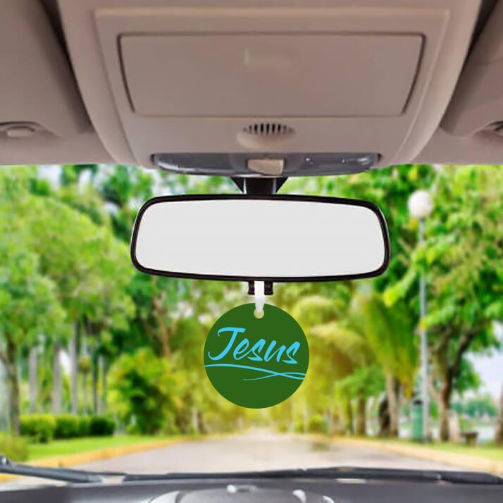Car Ornament Green/Blue - Jesus