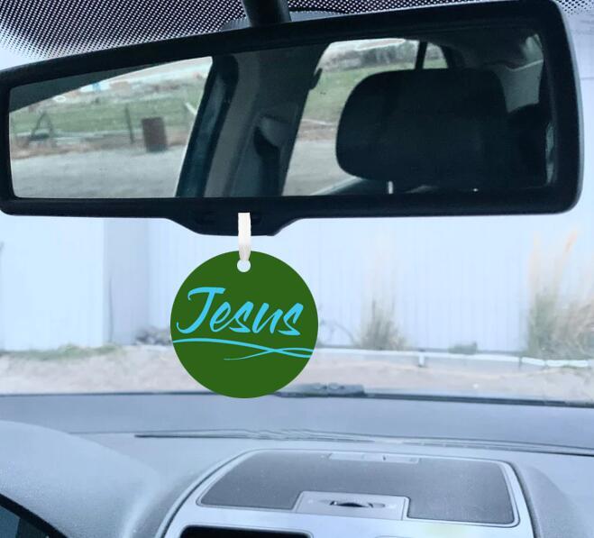 Car Ornament Green/Blue - Jesus