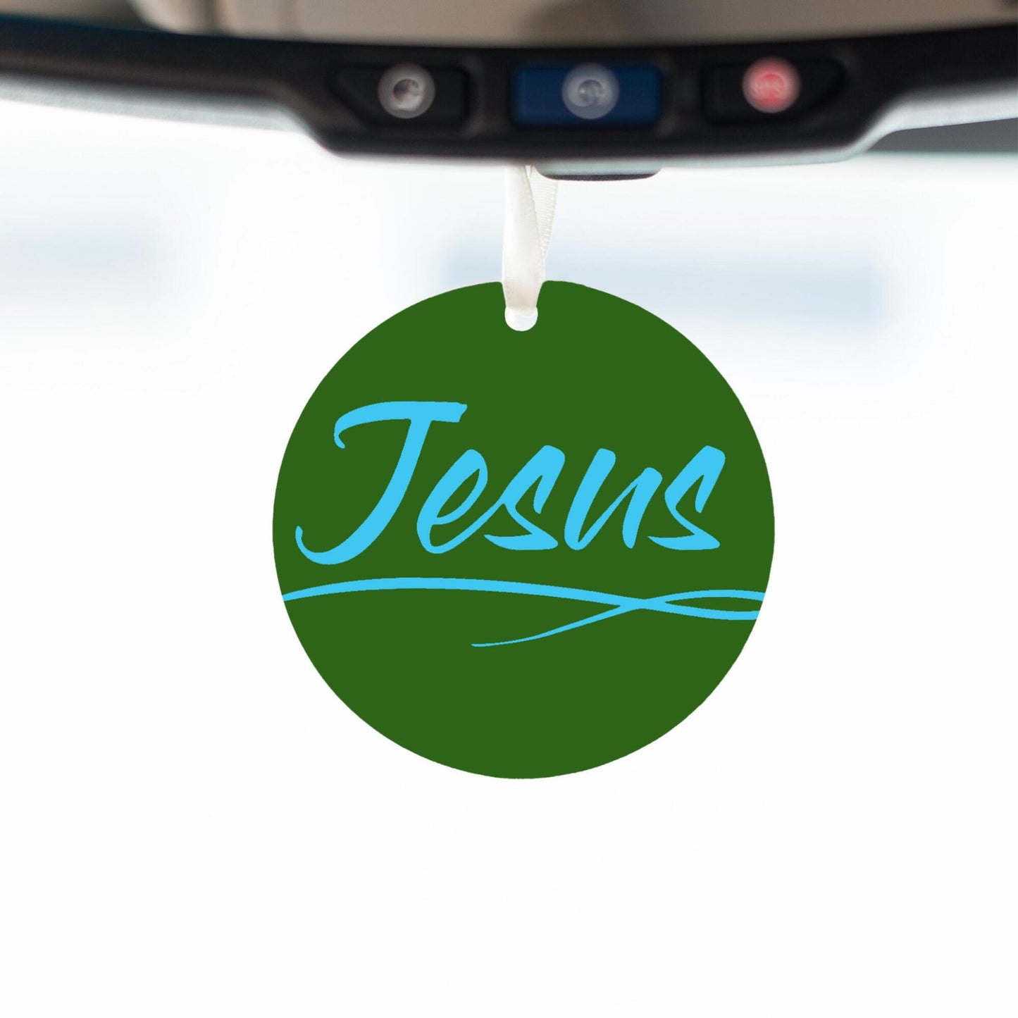 Car Ornament Green/Blue - Jesus