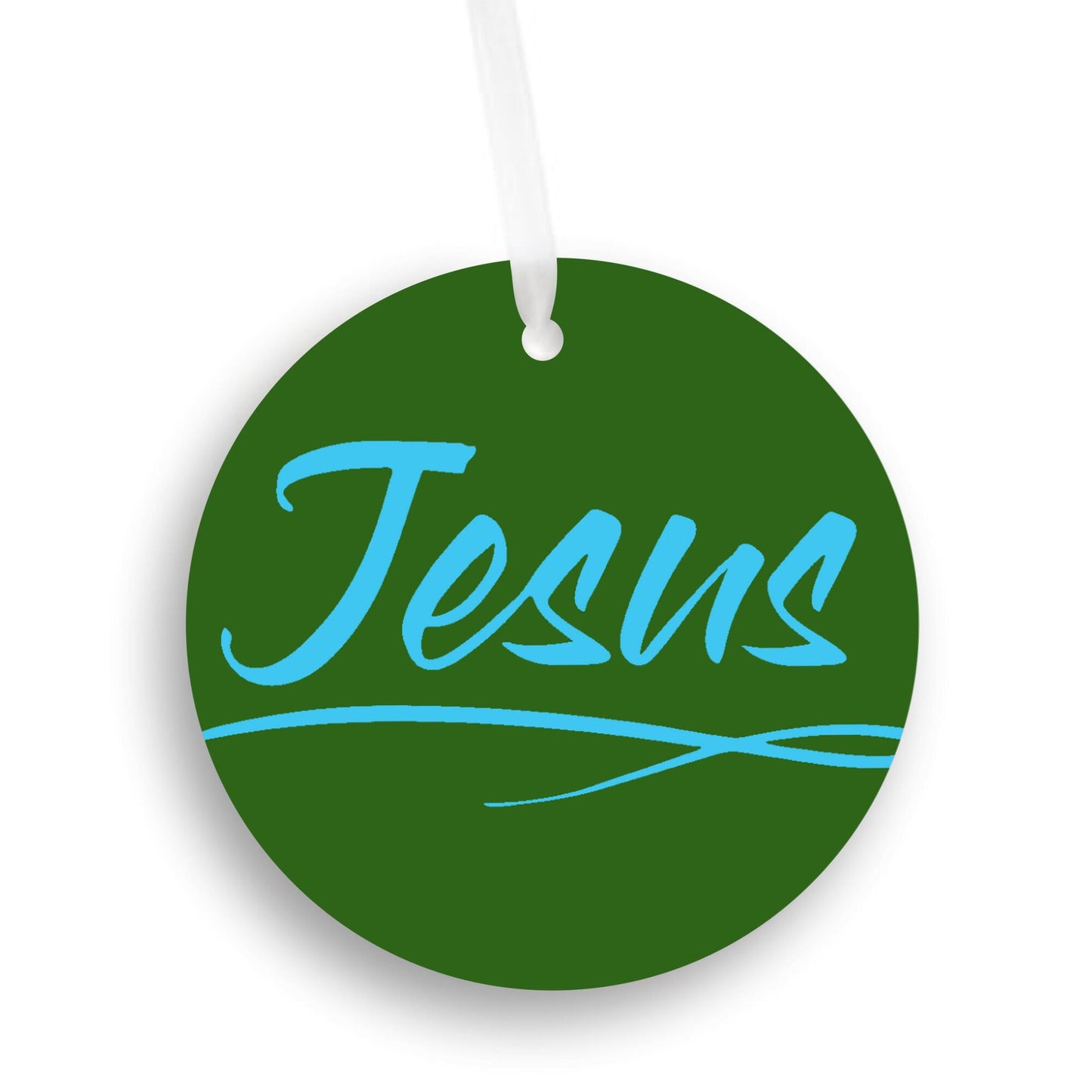 Car Ornament Green/Blue - Jesus