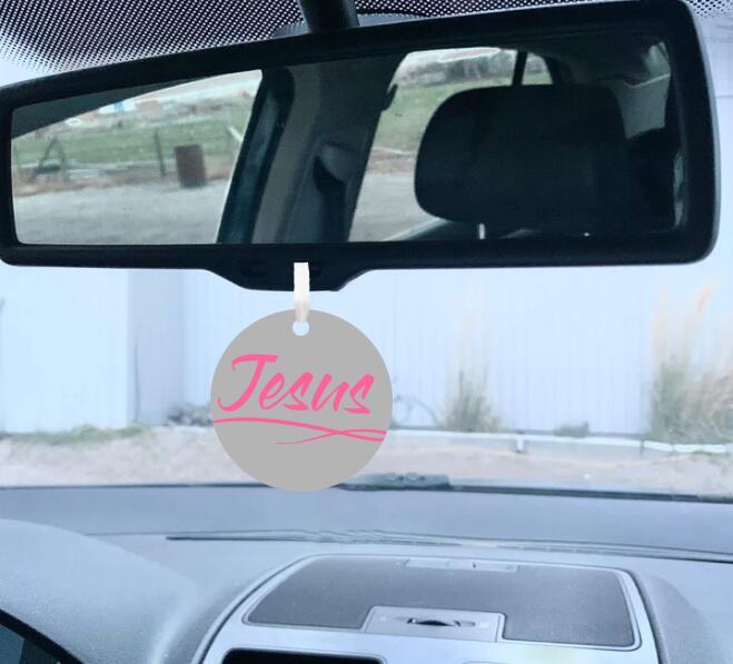 Car Ornament Grey/Pink - Jesus