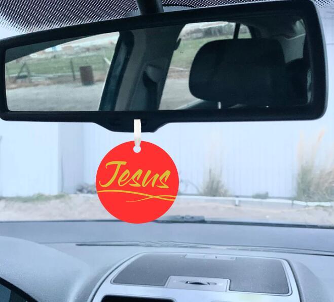 Car Ornament Red/Yellow - Jesus