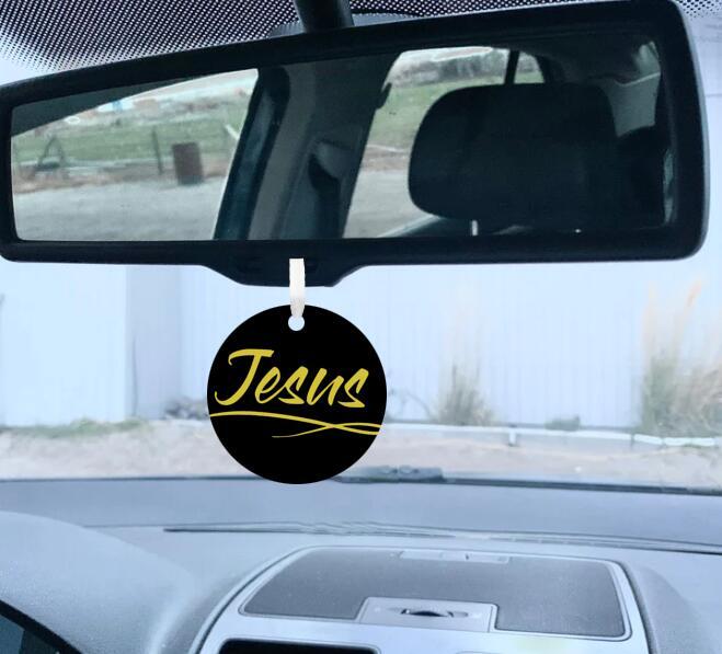 Car Ornament Black/Yellow - Jesus