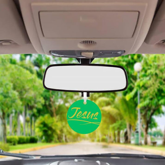 Car Ornament Green/Yellow - Jesus