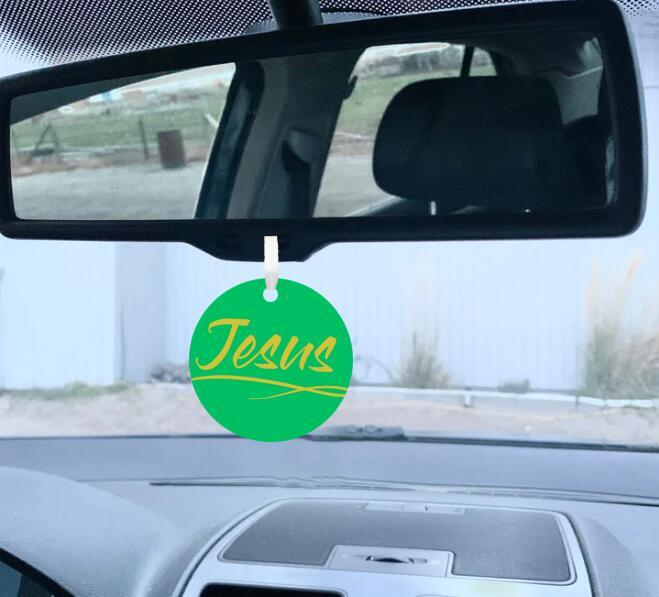 Car Ornament Green/Yellow - Jesus