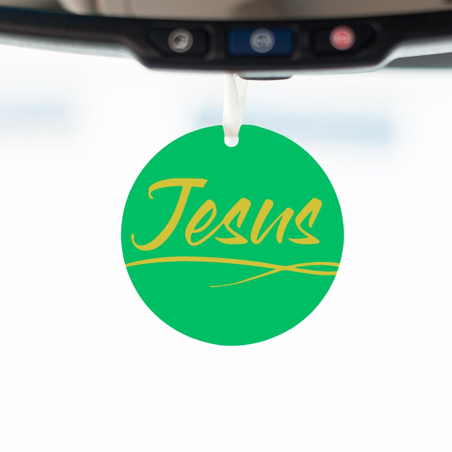 Car Ornament Green/Yellow - Jesus