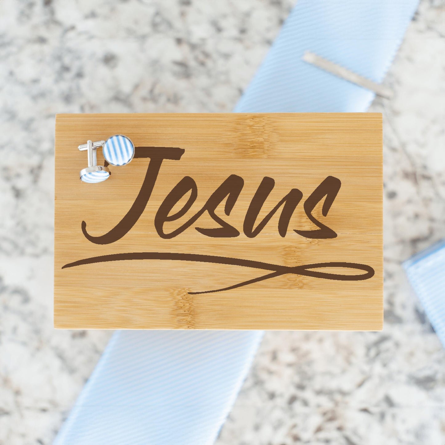 Jesus Bamboo Tie Box