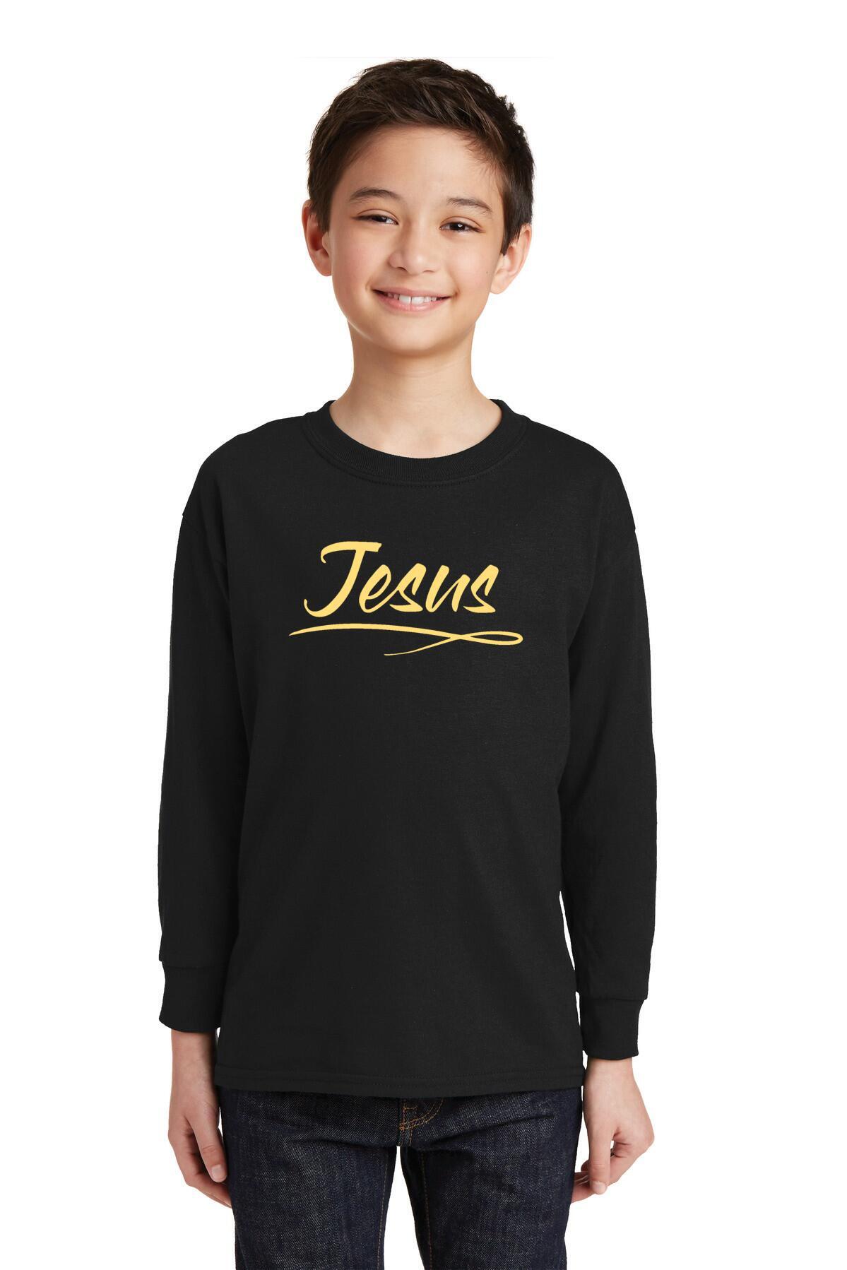 Youth Gildan Heavy Cotton Long Sleeve T-Shirt - Jesus