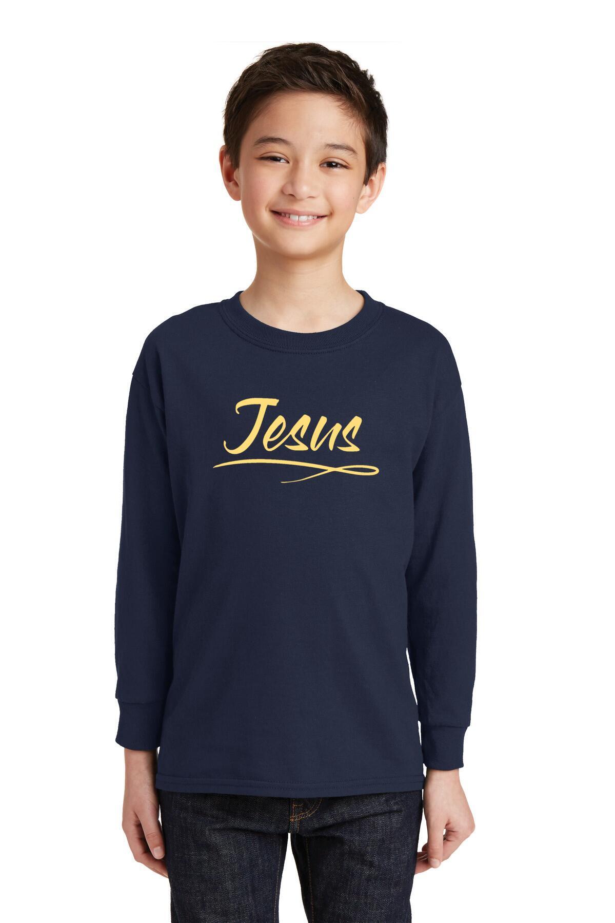 Youth Gildan Heavy Cotton Long Sleeve T-Shirt - Jesus