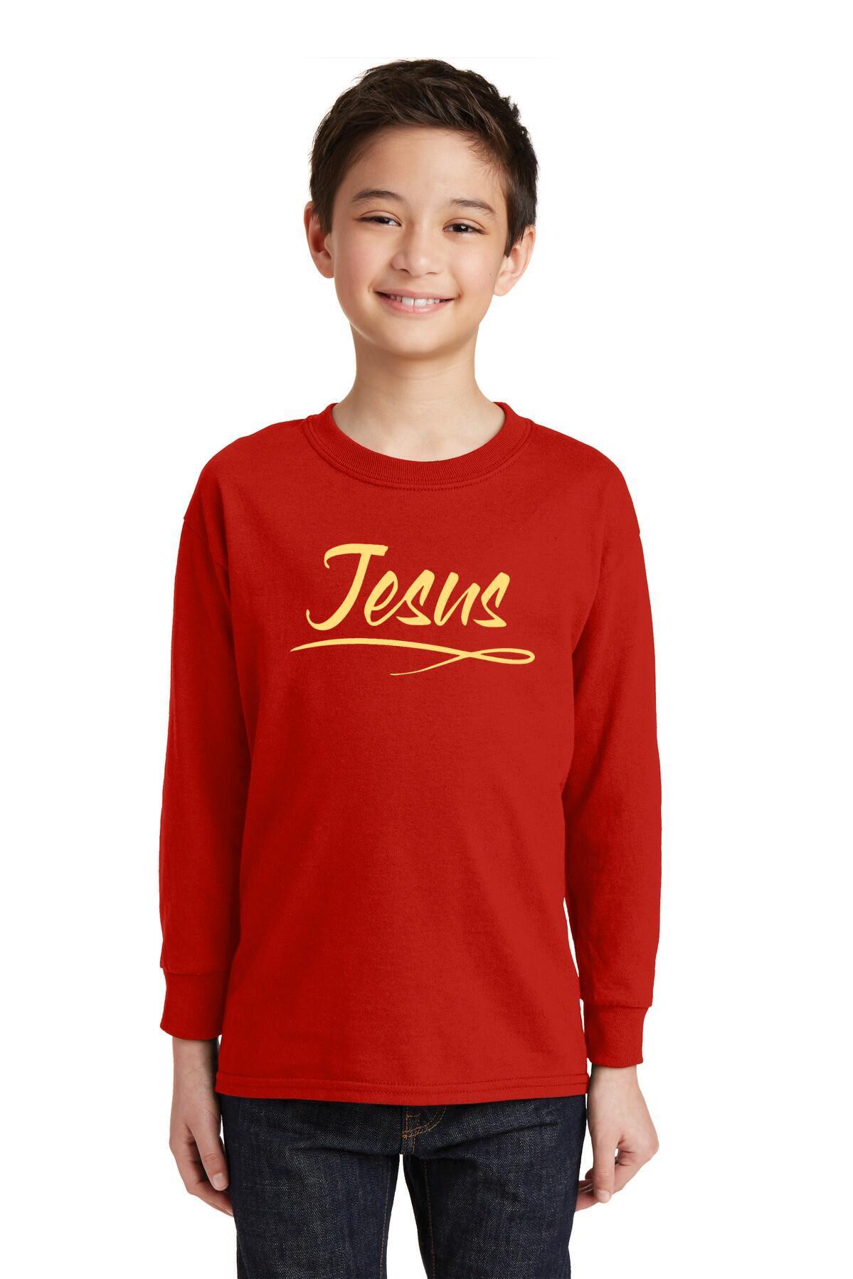 Youth Gildan Heavy Cotton Long Sleeve T-Shirt - Jesus