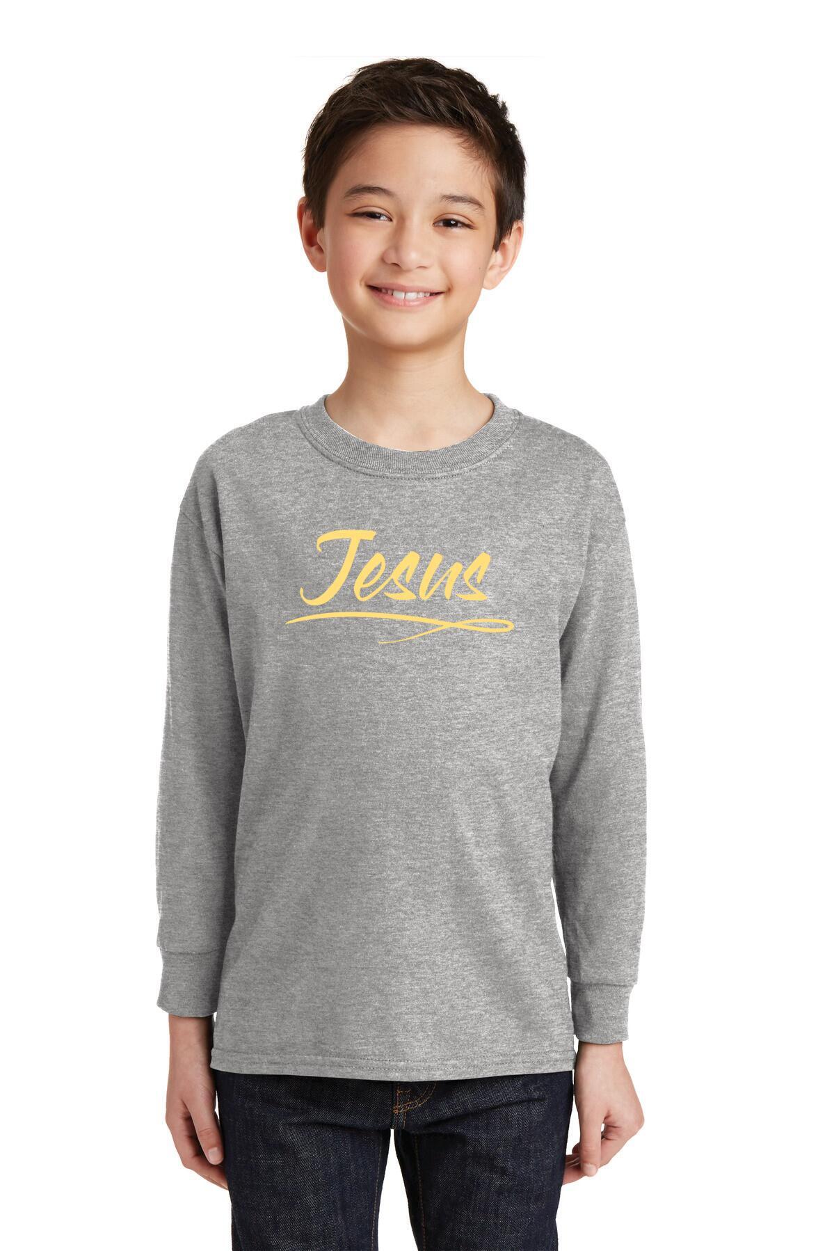 Youth Gildan Heavy Cotton Long Sleeve T-Shirt - Jesus