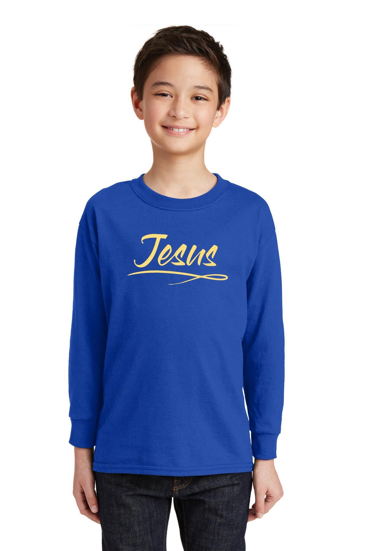 Youth Gildan Heavy Cotton Long Sleeve T-Shirt - Jesus
