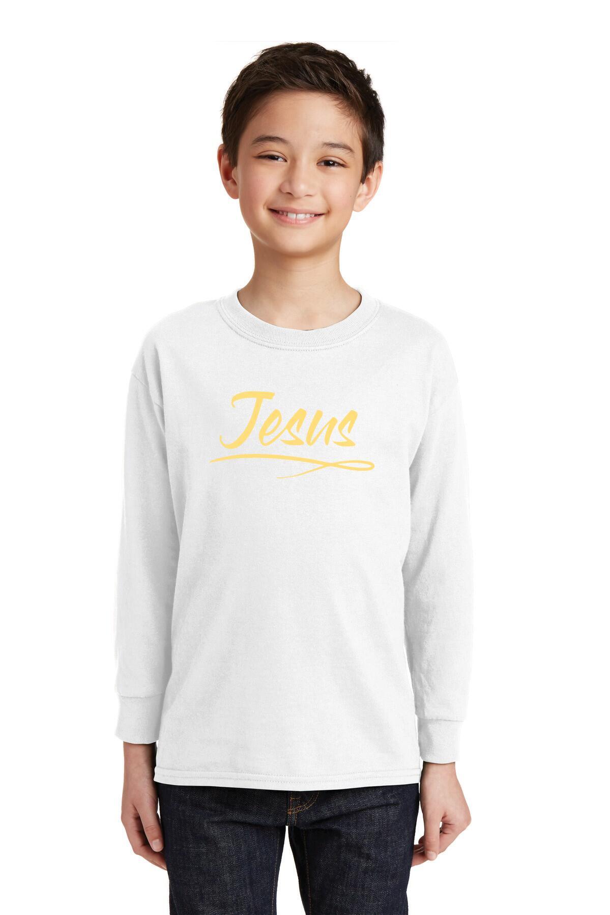 Youth Gildan Heavy Cotton Long Sleeve T-Shirt - Jesus